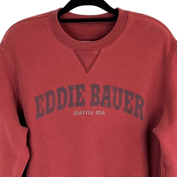 Eddie Bauer XL Red Crewneck Sweatshirt Seattle USA Logo Cotton Blend Pullover - Picture 3 of 14